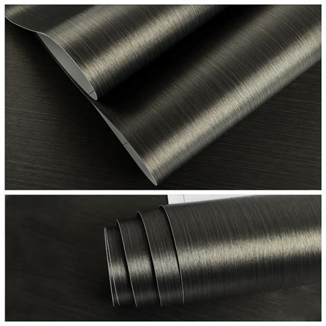 VEELIKE Bronze Black Brushed Stainless Steel Contact Paper